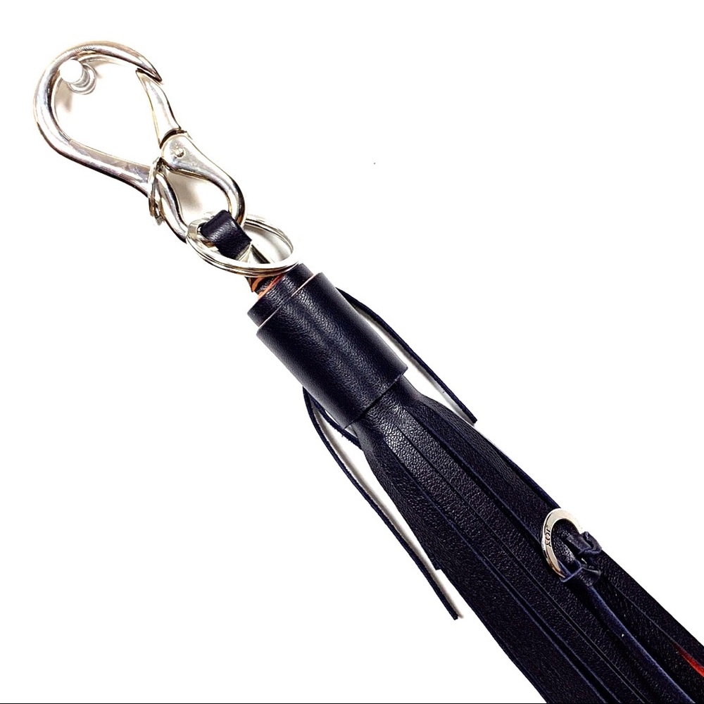 Leather flogger tassel purse charm and keychain